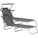 casa.pro Argozelo Sonnenliege 186 x 55 x 24 cm Dunkelgrau