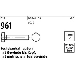 Schrauben, Sechskantschraube DIN 961 VG M 14 x1,5 x110 10.9 (50 Schrauben pro Stück)