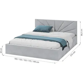 Fdm Polsterbett grau Holzwerkstoff, 140x200 cm Schlafzimmer, Betten, Polsterbetten