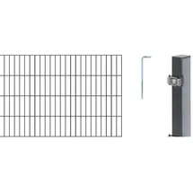 GAH Alberts Doppelstabmattenzaun Set 1400 x 80 cm 16-tlg. anthrazit