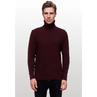 RUSTY NEAL Rollkragenpullover RUSTY NEAL, Herren, Gr. 3XL, rot (weinrot), 70% Polyacryl, 30% Baumwolle, unifarben, normal, hoch geschlossener Ausschnitt, Pullover Rollkragenpullover, in stilvollem Feinstrick