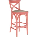 2er-Set Maudez | Bugholz Barhocker | Holz / Leder | Rosa / Taupe | Bugholz