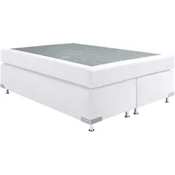 Boxspringbett "Holland", weiß, B:142cm L:201cm, Microvelours (100% Polyester), WESTFALIA SCHLAFKOMFORT, Komplettbetten, Boxspringbett, ohne Kopfteil, frei im Raum stellbar