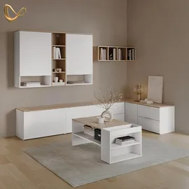 livinity® Wohnwand, Piave Weiß/Sonoma 5 Teile