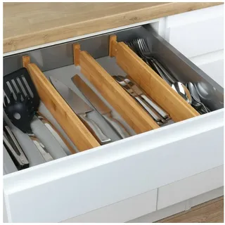 Meinposten. Besteckkasten Schubladeneinsatz Besteckeinsatz Holz Bambus 4-teilig verstellbar