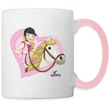 Spreadshirt Schleich Horse Club Sofia & Blossom Tasse Zweifarbig, One size, Weiß/Pink