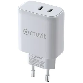 Muvit for Change Wandladegerät 1 USB-C PD 45 W + 1 USB-C PD 20 W Weiß