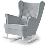 Beautysofa Schaukelsessel Fabio, mit Einbringung in die Wohnung (Holzbeine in Weiß, Buche oder Wenge Farbe) grau