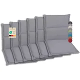 GO-DE Textil - Bequeme und attraktive Polsterauflagen für Hochlehner-, Mittellehner- und Niederlehner-Gartenstühle (6er-Set, Uni Grau, Niederlehner)
