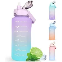 Luxuskollektion 2L Trinkflasche BPA Free mit Zeitmarkierung & Strohhalm