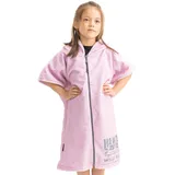 HOMELEVEL Kinder und Baby Frottee Badeponcho - Poncho Handtuch für Strand Schwimmbad - Surfponcho mit Kapuze und Reißverschluss für Mädchen - 4-7 Jahre