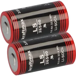2x Kraftmax Lithium 3,6V Batterie LS26500 C - Zelle