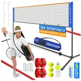Kesser Badmintonnetz 3-Fach-Höhenverstellbar blau