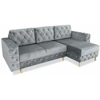 Ares Meble Gepolstertes Ecksofa Delux mit Schlaffunktion und Bettzeugcontainer - Kleine Sofa - Relaxsofa 3 Sitzer - Big Sofa mit Schlaffunktion - Sofa Wohnzimmer - Schlafsofa 140x200 Sonoma - Hellgrau
