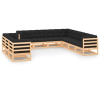 vidaXL 10-tlg. Garten-Lounge-Set mit Kissen Massivholz Kiefer