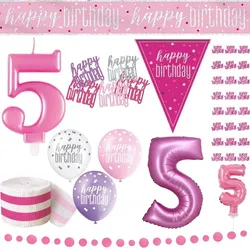 5. Geburtstag Partyset pink zum Kindergeburtstag Party Deko Set Mädchen rosa