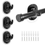 PHMING 4 Stück Schwarz Gardinenstange Halterung, Selbstklebend Gardinenstange Klemmen, Vorhangstange Halterung, Gardinenstangenhalter Geeignet für Schlafzimmer, Arbeitszimmer, Badezimmer