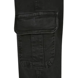 URBAN CLASSICS Organic Stretch Cargo Hochtaillierte Jeans Black Washed 27