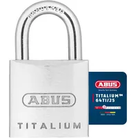 ABUS Vorhängeschloss Titalium 64TI/25 gl.-6256 - gleichschließend - Schlosskörper aus Spezial-Aluminium - gehärteter Stahlbügel - ABUS-Sicherheitslevel 3 - Silber