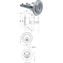 Außenzylinder - Schließsystem EPS -  Nickel matt