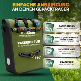 MIVELO 2in1 Fahrradtasche Gepäckträgertasche 25 l schwarz
