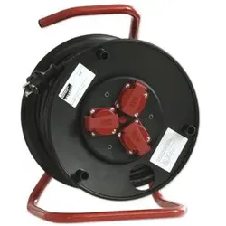 AS SCHWABE Kabeltrommel 3-Schuko-Steckdosen IP54 25m