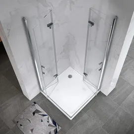 iflair Matilde Eckdusche mit Falttür 120 x 120 cm Silber/Klarglas Dk11