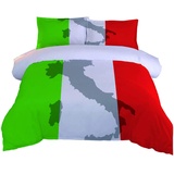 AOUAURO Bettwäsche 240x220 Italien Karte Bettbezug Set 3D 3-Teiliges Polyester mit Reißverschluss 1 Bettbezug und 2 Kissenbezug 80x80cm 3 Stück König Größe