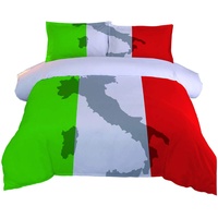 AOUAURO Bettwäsche 240x220 Italien Karte Bettbezug Set 3D 3-Teiliges Polyester mit Reißverschluss 1 Bettbezug und 2 Kissenbezug 80x80cm 3 Stück König Größe