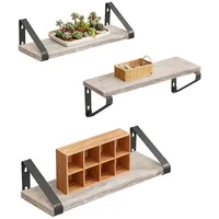 Relaxdays Wandregal 3er Set 30 x 35 x 40 cm Greige