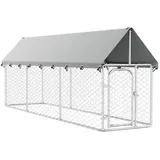 vidaXL Outdoor-Hundezwinger mit Dach 400 x 100 x 150 cm Stahl Silber
