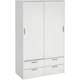 MID.YOU Schiebetürenschrank Weiß, Metall, 3 Fächer, 4 Schubladen, 121.2x200x60.3 cm, Schlafzimmer, Kleiderschränke, Schwebetürenschränke