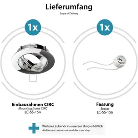 ledscom.de Deckeneinbaurahmen Circ 1 Aluminium chrom schwenkbar