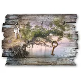 Kreative Feder Zauberbaum Designer Schlüsselbrett, Hakenleiste im Landhaus-Stil, Shabby-Chic aus Holz 30x20cm (Zauberbaum)