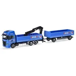 HERPA 315265 1:87 Iveco S-Way LNG Pritschen-Hängerzug mit Ladekran 