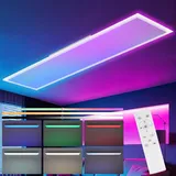 GBLY Led Panel 120x30 Dimmbar - Deckenpanel Lang Deckenleuchte Flach Rgb Farbwechsel Büro mit Fernbedienung Bürolampe 36w Deckenlampe 3000k-6500k Küchenlampe für Wohnzimmer Esszimmer Spielzimmer