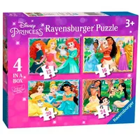 Ravensburger Disney Princess 4 in Box (12, 16, 20, 24 Teile) für Kinder ab 3 Jahren, merhfarbig, 0