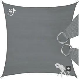 Tectake Sonnensegel quadratisch grau - 360 x 360 cm
