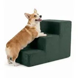 murando Hundetreppe für Kleine Hunde 3 Stufen 30 cm, Samt - Flaschengrün
