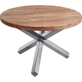 SAM Outillage Esszimmertisch rund 140 cm Akazienholz Natur Silber RUNA
