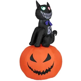 Europalms Halloween Aufblasbare Figur Katze mit Kürbis, 183cm