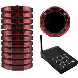 Restaurant-Rufsystem / Beeper / Pager, 10 Discs und 1 Tastatur, 200m Reichweite