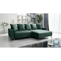 Fun Möbel Ecksofa Schlafsofa Sofa FLORENCE Stoff Element Dunkelgrün Ottomane Rechts - Grün