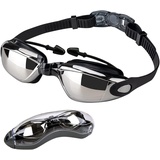 Ledeak Schwimmbrille, Taucherbrille Erwachsene Antibeschlag und UV Schutz, Wassersport Schwimmbrillen Swimming Goggles Kein Auslaufen Verstellbare Silikon Riemen für Erwachsene Herren Frauen (Schwarz)