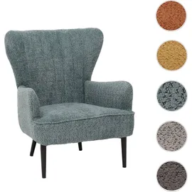 Mendler Lounge-Sessel HWC-K37 Chenille 75 x 80 x 78 cm blau-grün mit Kissen