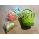 Osterkorb Filzkorb + 3 Plüschhunde Osternest Korb Osterkörbchen 14x14x20,5 cm