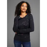 KangaROOS Rundhalspullover Sweatshirt mit gestrickten Motiven Dunkelblau 48/50