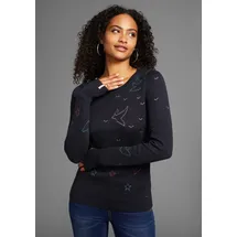 KangaROOS Rundhalspullover Sweatshirt mit gestrickten Motiven Dunkelblau 48/50