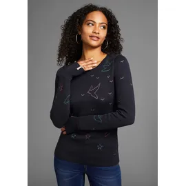 KangaROOS Rundhalspullover Sweatshirt mit gestrickten Motiven Dunkelblau 48/50