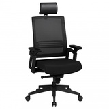 KADIMA DESIGN Chefsessel Lisse: Ergonomischer Bürostuhl, Netzrückenlehne, verstellbare Kopfstütze, Stoffbezug, Nylon-Fußkreuz - KADIMA DESIGN